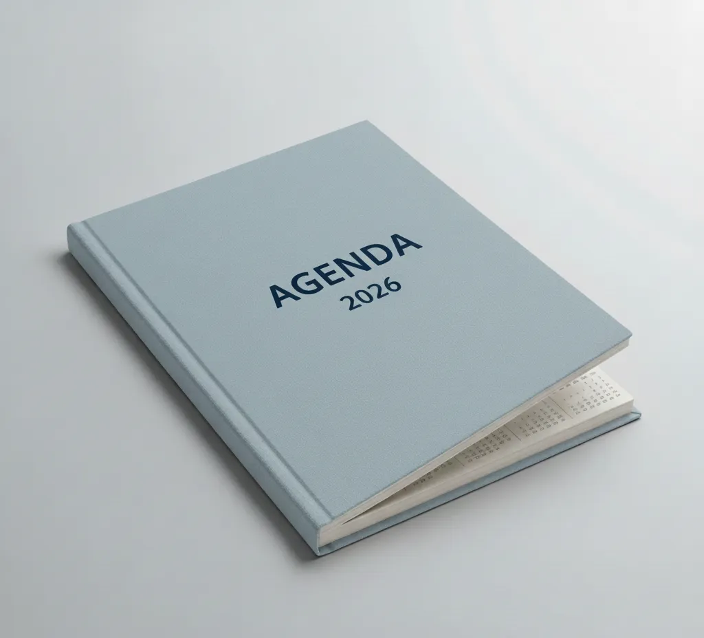 Agenda con encuadernación cosida tapa blanda